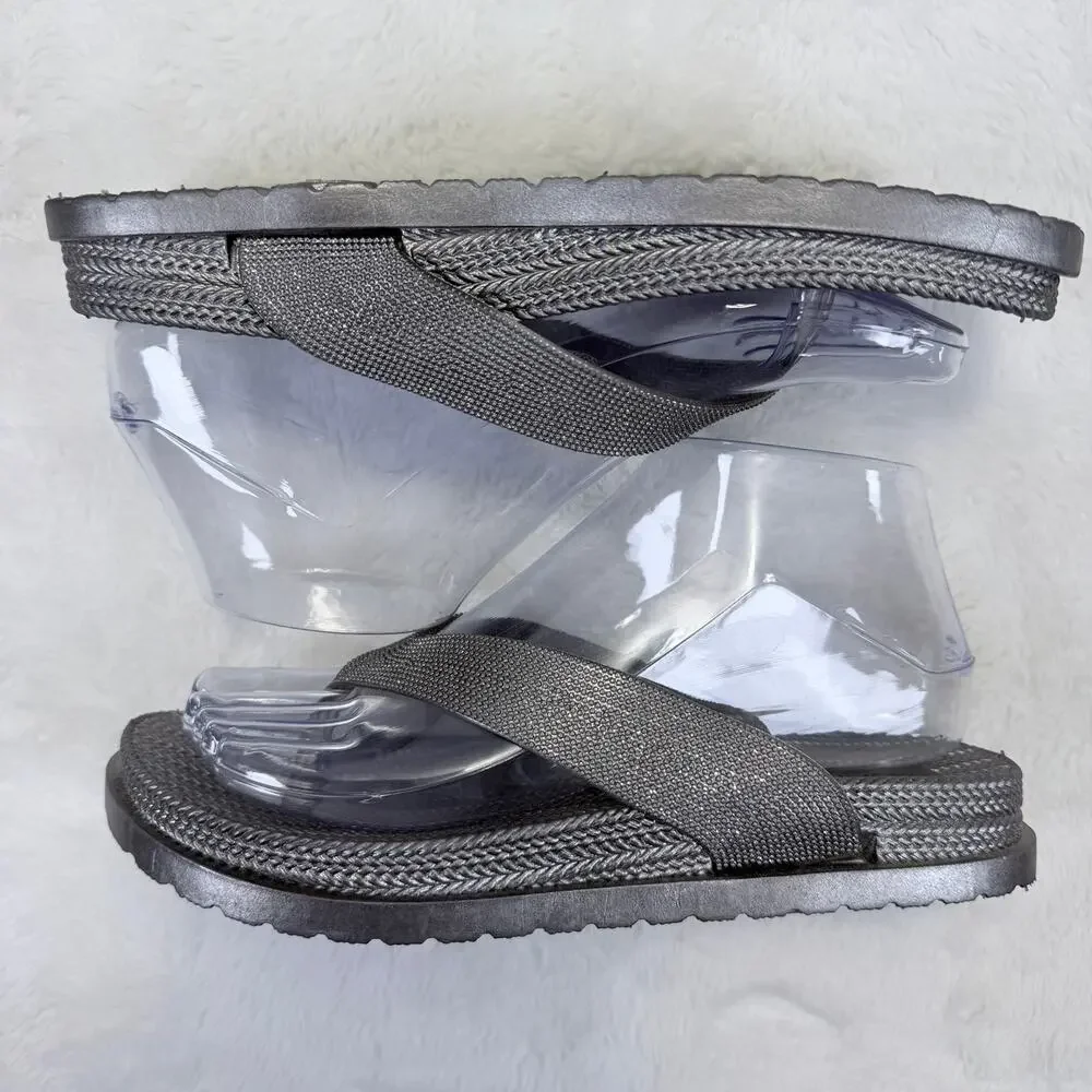 Capelli Silver Rhinestone Bling Womens Flip Flops Size 7 NWOB